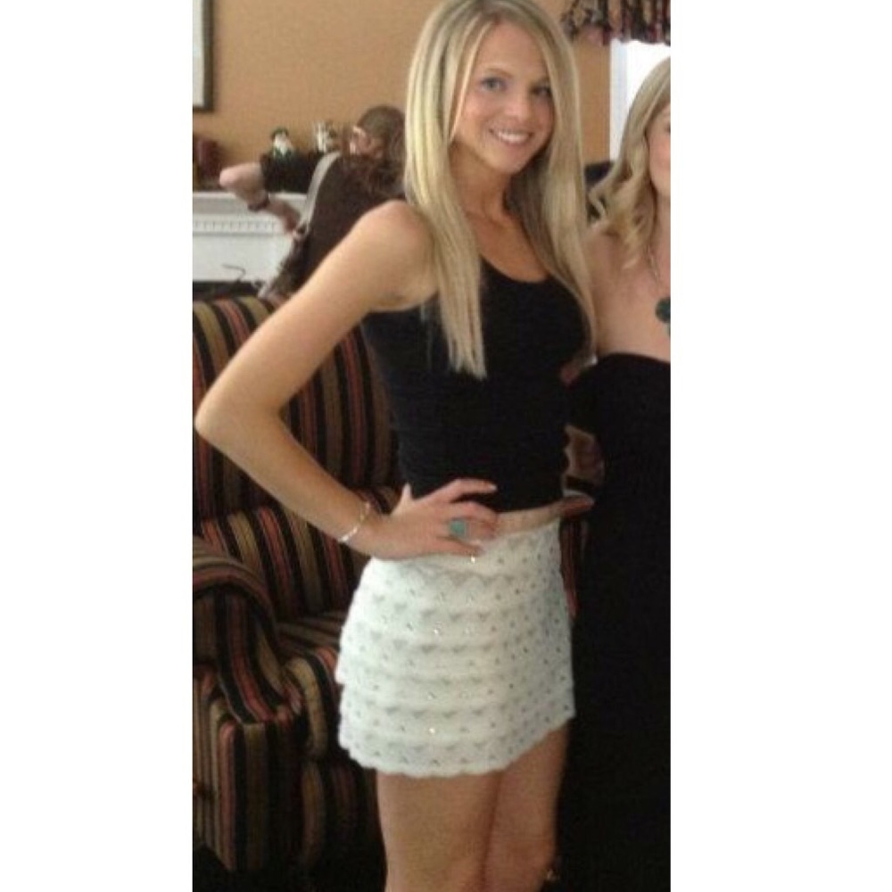 Haute Hippie white lace skirt